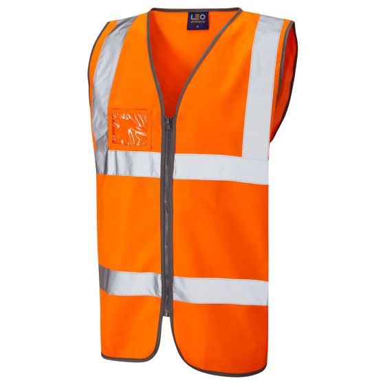 Leo W02-O Class 2 Zipped ID Waistcoat Orange